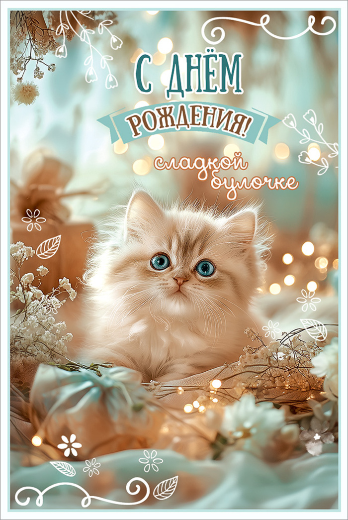 

5.0001249 Открытка А5 С Днём рождения! Сладкой булочке (жен) С текстом УФ-лак